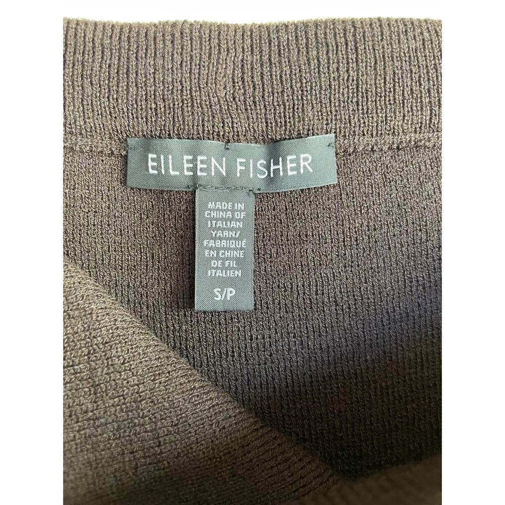 EILEEN FISHER 100% Wool Knit Skirt Chocolate Brown Size S Quiet Luxury Pencil - Picture 5 of 8